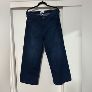 PAIGE Women's Dark Blue Wide Leg Jeans